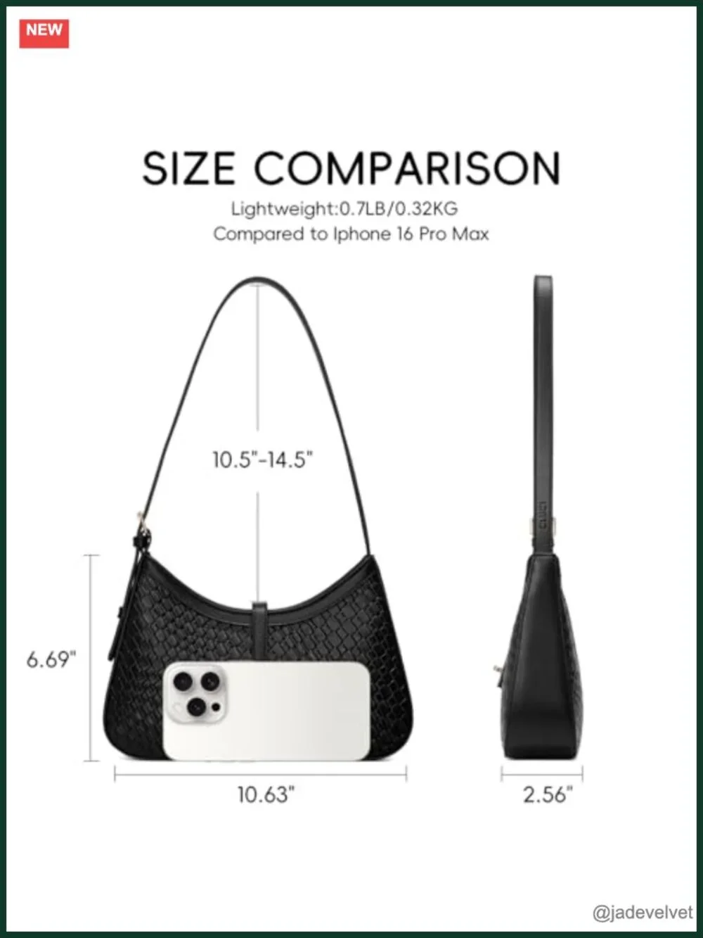 Vegan Leather Hobo Crossbody Bag with Adjustable Strap Crescent Shape
